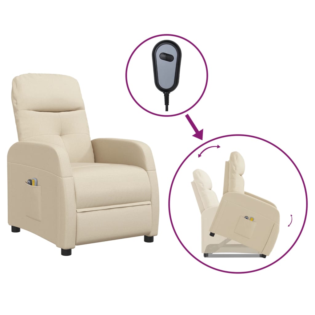 Massagesessel mit Aufstehhilfe Creme Stoff