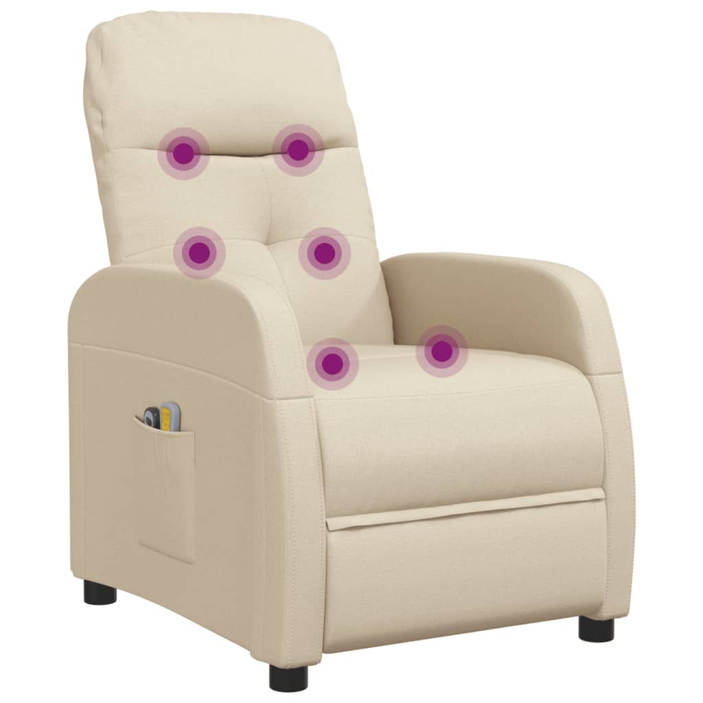 Massagesessel mit Aufstehhilfe Creme Stoff