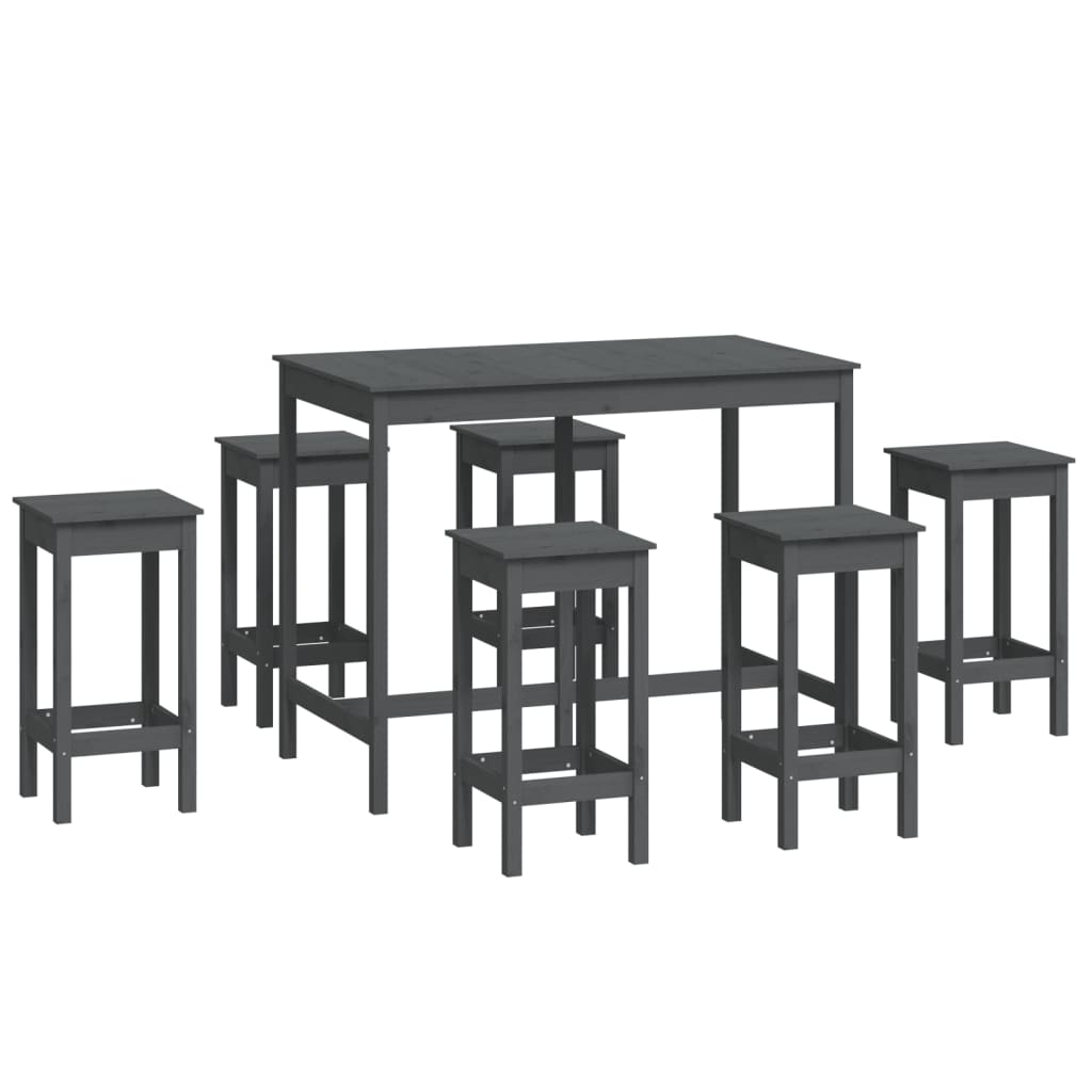 7-tlg. Bar-Set Grau Massivholz Kiefer