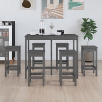 Thumbnail for 7-tlg. Bar-Set Grau Massivholz Kiefer