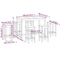 Thumbnail for 7-tlg. Bar-Set Schwarz Massivholz Kiefer