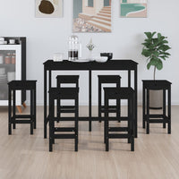 Thumbnail for 7-tlg. Bar-Set Schwarz Massivholz Kiefer