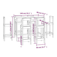 Thumbnail for 7-tlg. Bar-Set Honigbraun Massivholz Kiefer