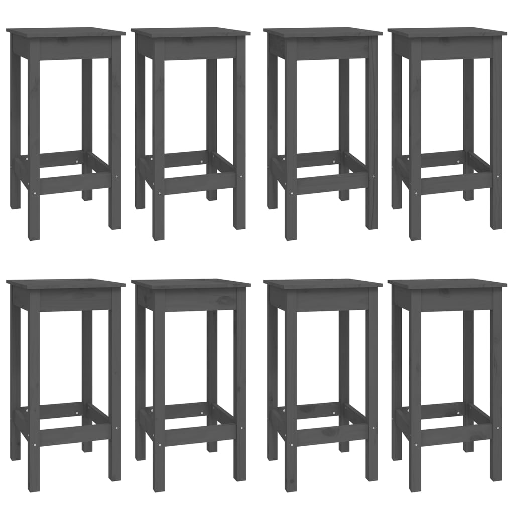 9-tlg. Bar-Set Grau Massivholz Kiefer