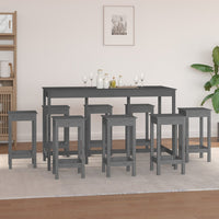Thumbnail for 9-tlg. Bar-Set Grau Massivholz Kiefer