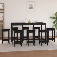 Thumbnail for 9-tlg. Bar-Set Schwarz Massivholz Kiefer