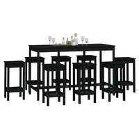 Thumbnail for 9-tlg. Bar-Set Schwarz Massivholz Kiefer