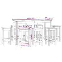 Thumbnail for 9-tlg. Bar-Set Schwarz Massivholz Kiefer