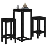 Thumbnail for 3-tlg. Bar-Set Schwarz Massivholz Kiefer