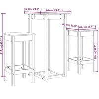 Thumbnail for 3-tlg. Bar-Set Schwarz Massivholz Kiefer