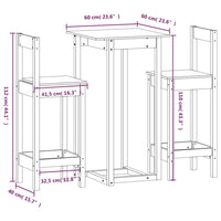 Thumbnail for 3-tlg. Bar-Set Honigbraun Massivholz Kiefer