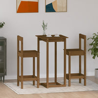 Thumbnail for 3-tlg. Bar-Set Honigbraun Massivholz Kiefer
