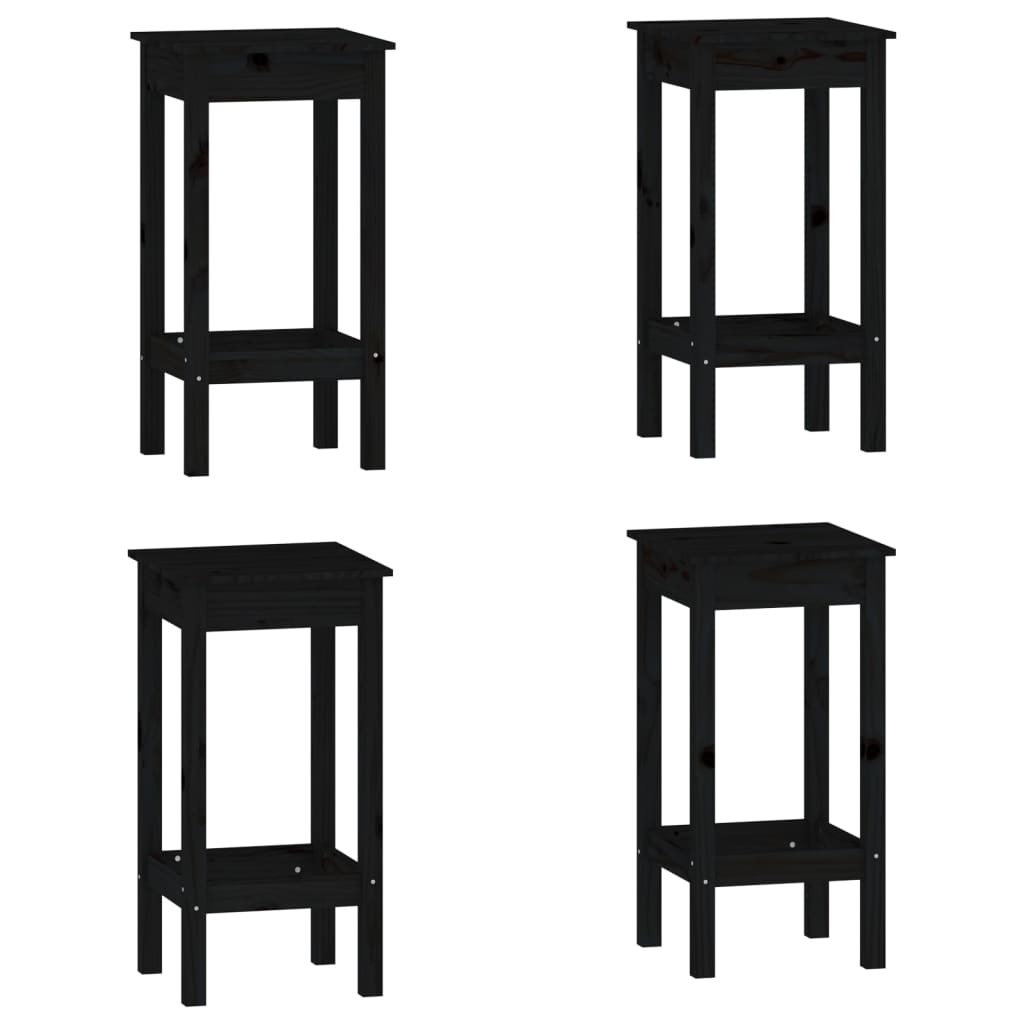 5-tlg. Bar-Set Schwarz Massivholz Kiefer