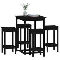 Thumbnail for 5-tlg. Bar-Set Schwarz Massivholz Kiefer