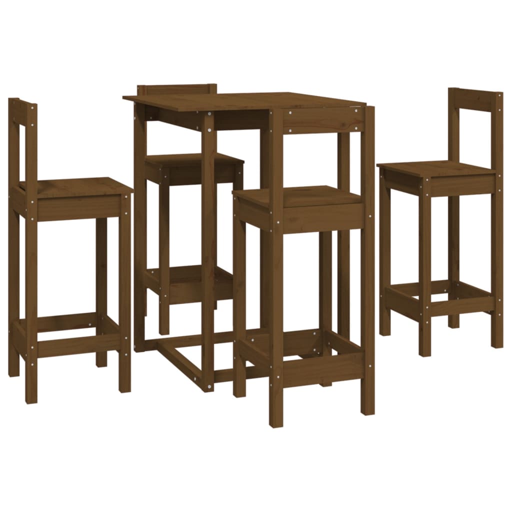 5-tlg. Bar-Set Honigbraun Massivholz Kiefer