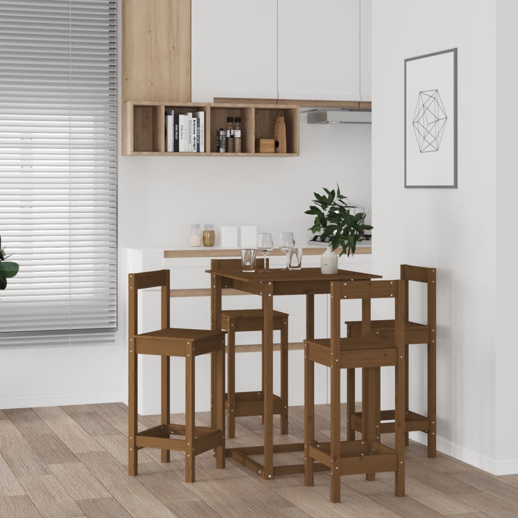 5-tlg. Bar-Set Honigbraun Massivholz Kiefer