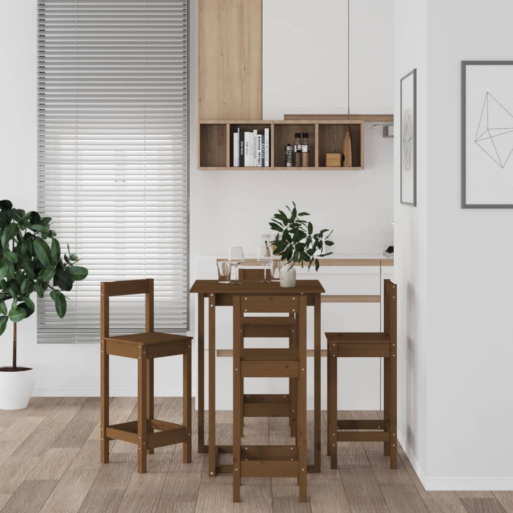 5-tlg. Bar-Set Honigbraun Massivholz Kiefer