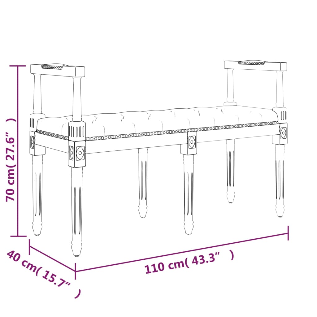 Sitzbank Beige 110x40x70 cm Leinen