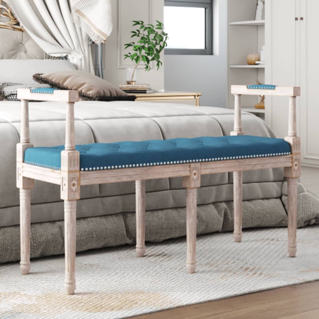 Sitzbank Blau 110x40x70 cm Samt