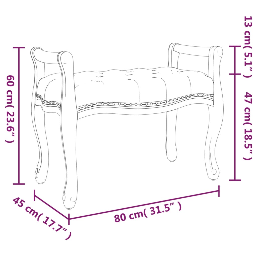 Sitzbank Blau 80x45x60 cm Samt