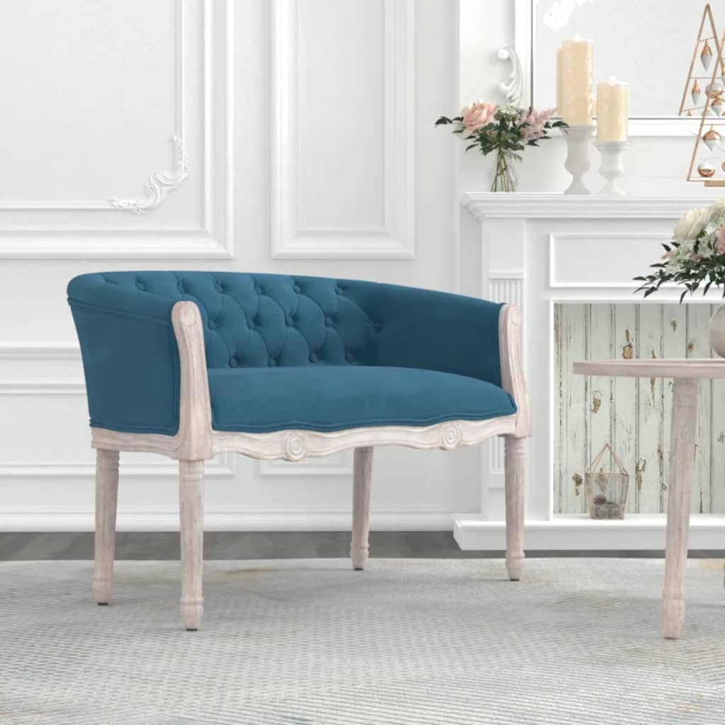 Sitzbank Blau 98x56x69 cm Samt