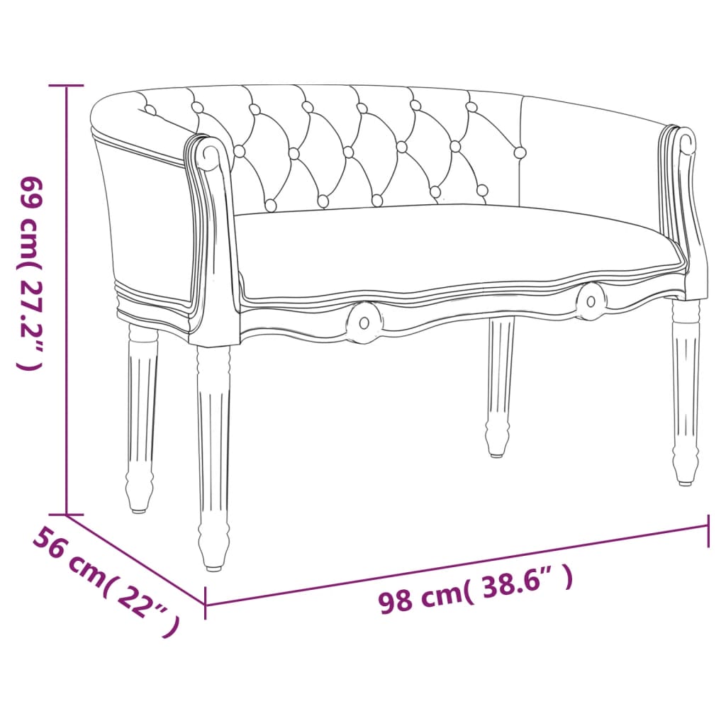 Sitzbank Hellgrau 98x56x69 cm Samt