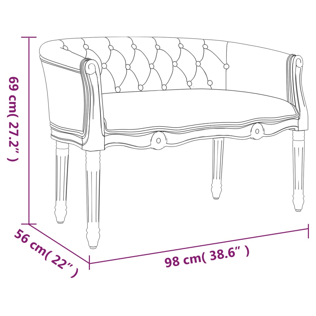Sitzbank Dunkelgrau 98x56x69 cm Samt