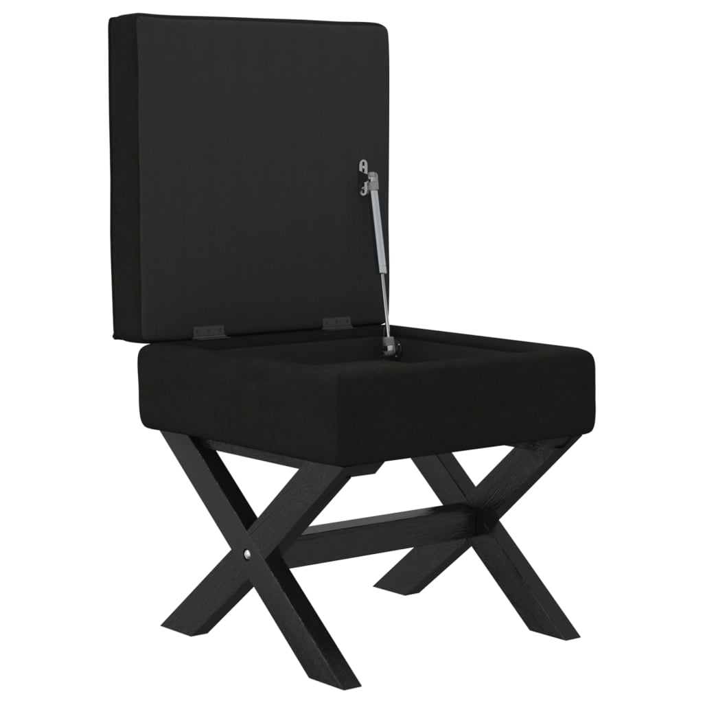Hocker mit Stauraum Schwarz 45x45x49 cm Samt
