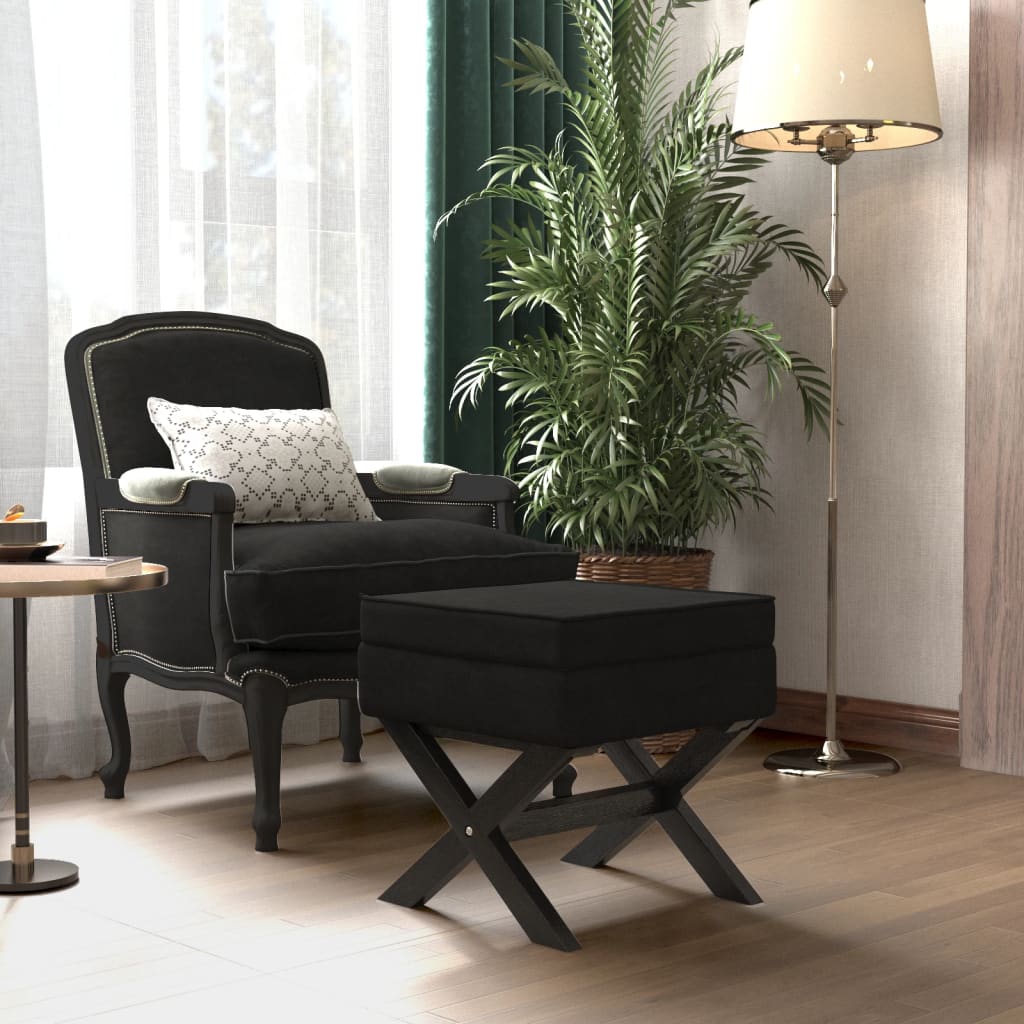 Hocker mit Stauraum Schwarz 45x45x49 cm Samt