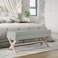 Thumbnail for Hocker mit Stauraum Hellgrau 110x45x49 cm Samt