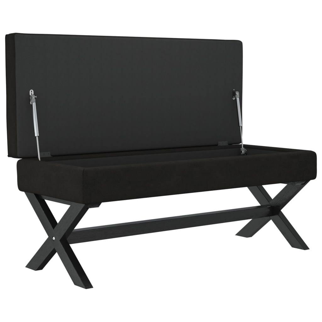 Hocker mit Stauraum Schwarz 110x45x49 cm Samt