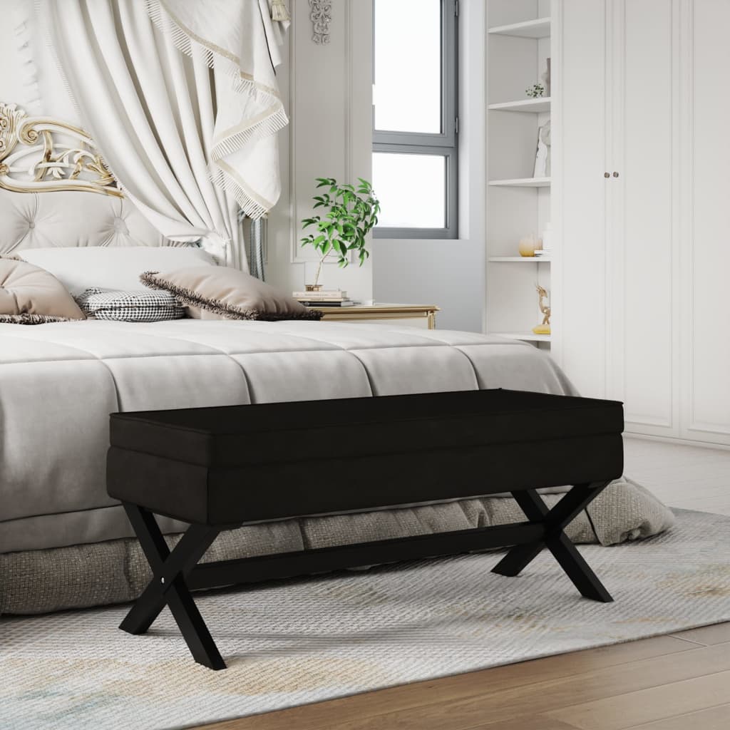 Hocker mit Stauraum Schwarz 110x45x49 cm Samt