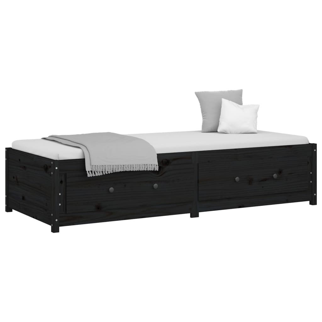 Tagesbett Schwarz 80x200 cm Massivholz Kiefer