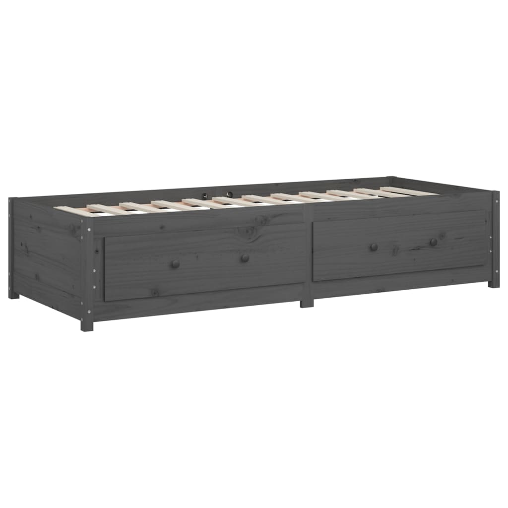 Tagesbett Grau 90x190 cm 3FT Single Massivholz Kiefer
