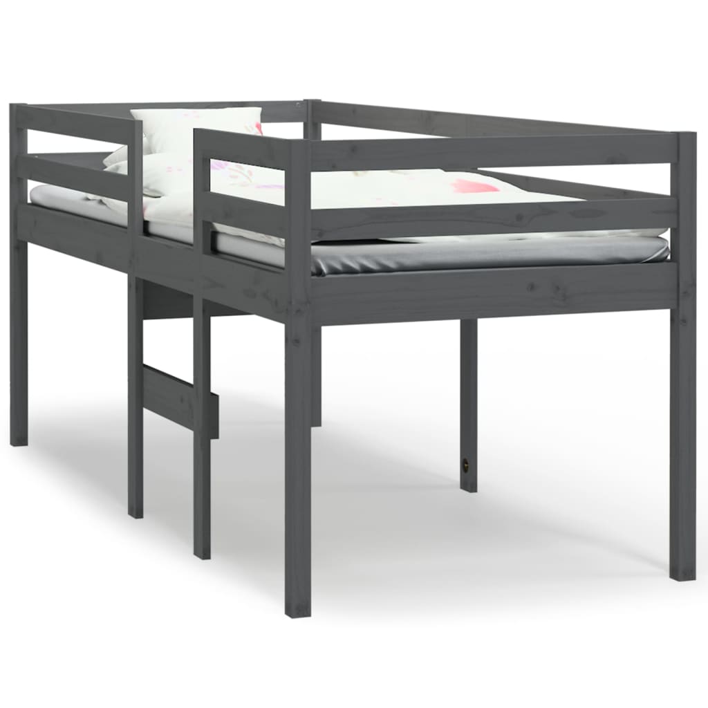 Hochbett Grau 90x200 cm Massivholz Kiefer