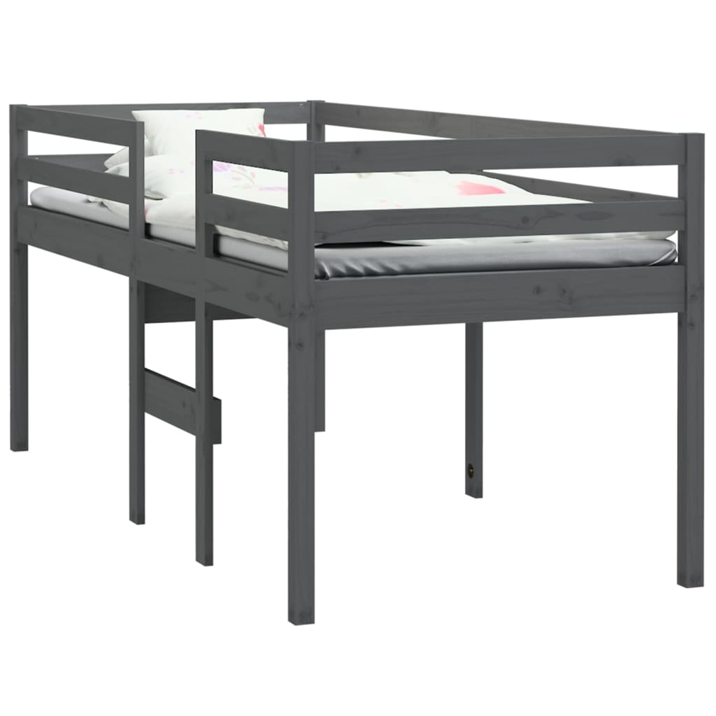 Hochbett Grau 90x200 cm Massivholz Kiefer