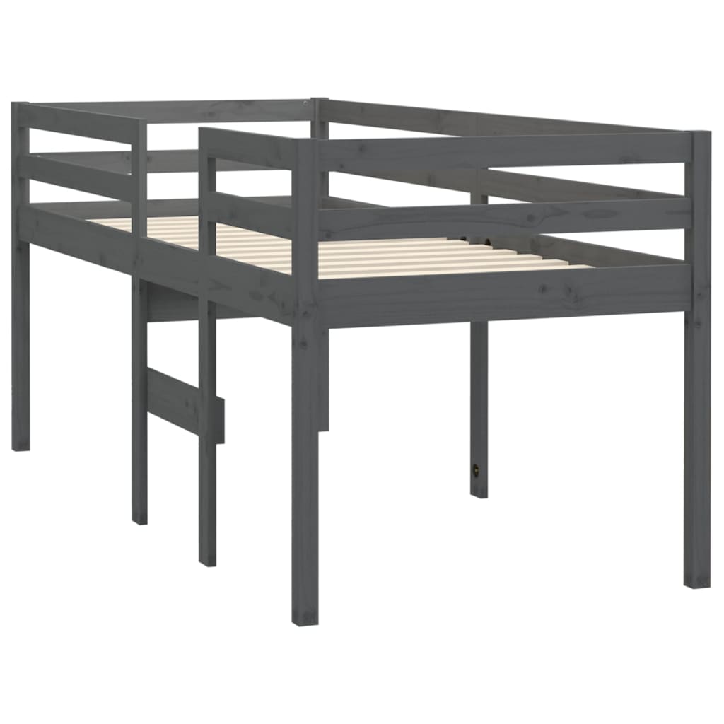 Hochbett Grau 90x200 cm Massivholz Kiefer
