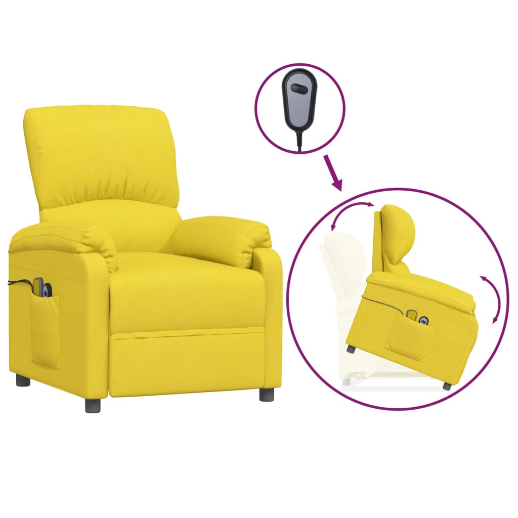 Massagesessel mit Aufstehhilfe Hellgelb Stoff