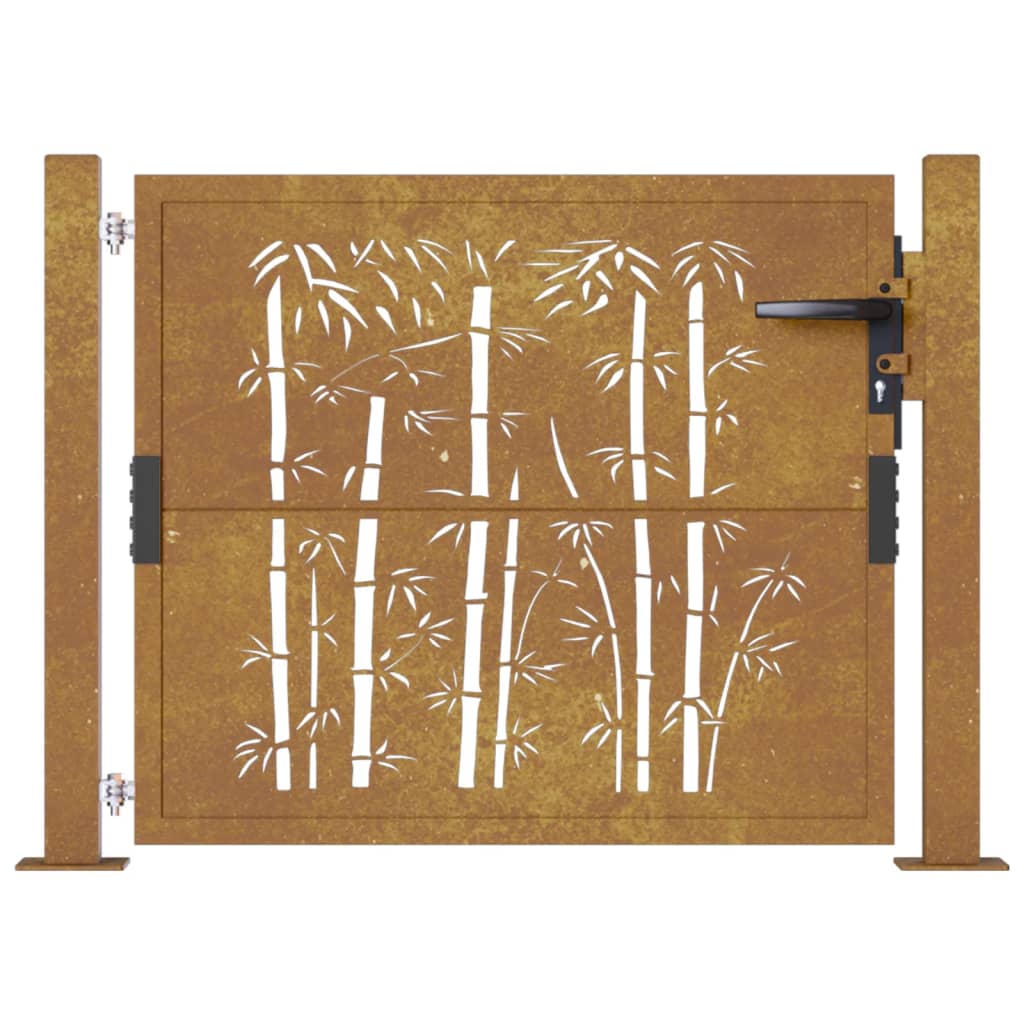 Gartentor 105x80 cm Cortenstahl Bambus-Design