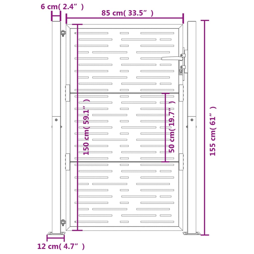 Gartentor 105x155 cm Cortenstahl Quadratisches Design