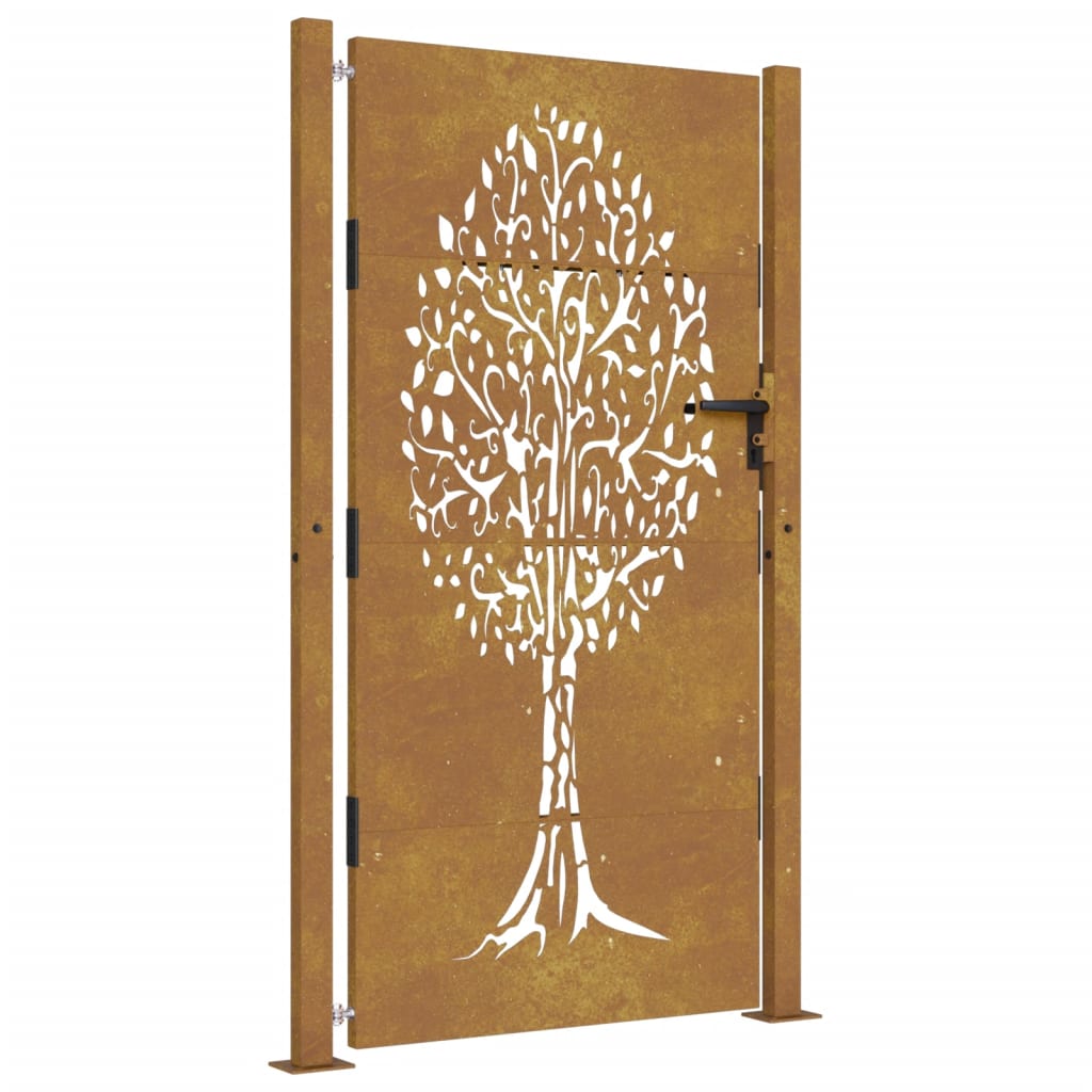 Gartentor 105x205 cm Cortenstahl Baum-Design