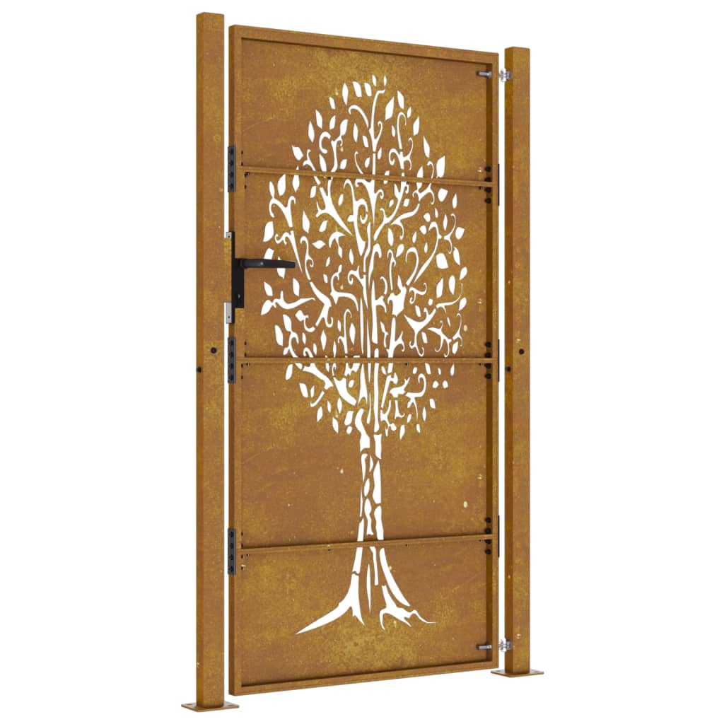 Gartentor 105x205 cm Cortenstahl Baum-Design
