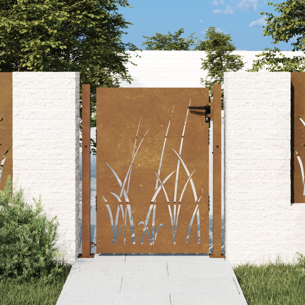 Gartentor 105x155 cm Cortenstahl Gras-Design