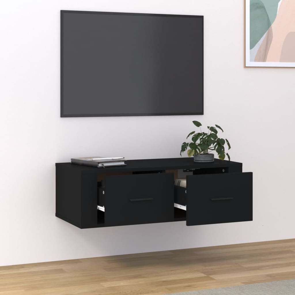 TV-Wandschrank Schwarz 80x36x25 cm Holzwerkstoff