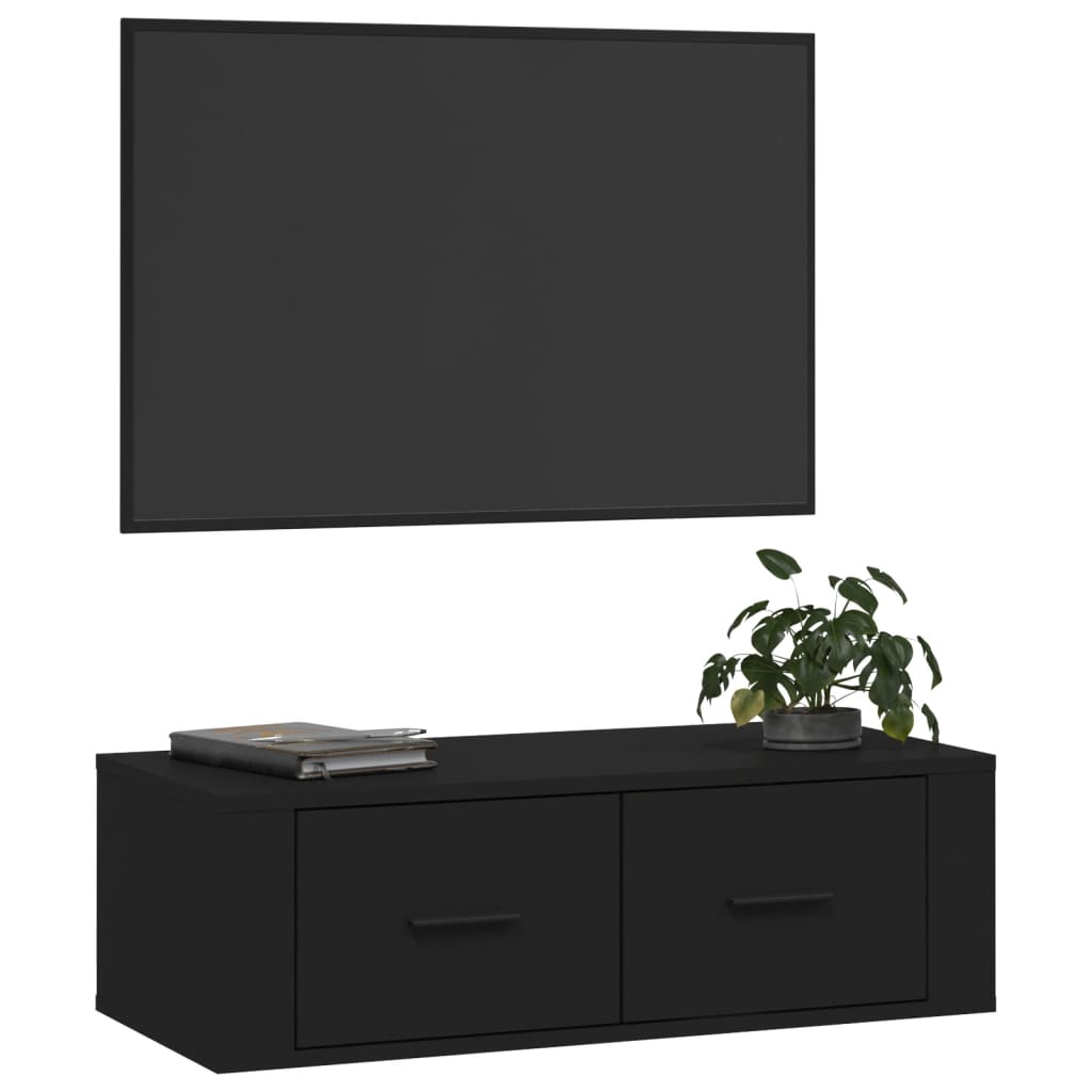 TV-Wandschrank Schwarz 80x36x25 cm Holzwerkstoff