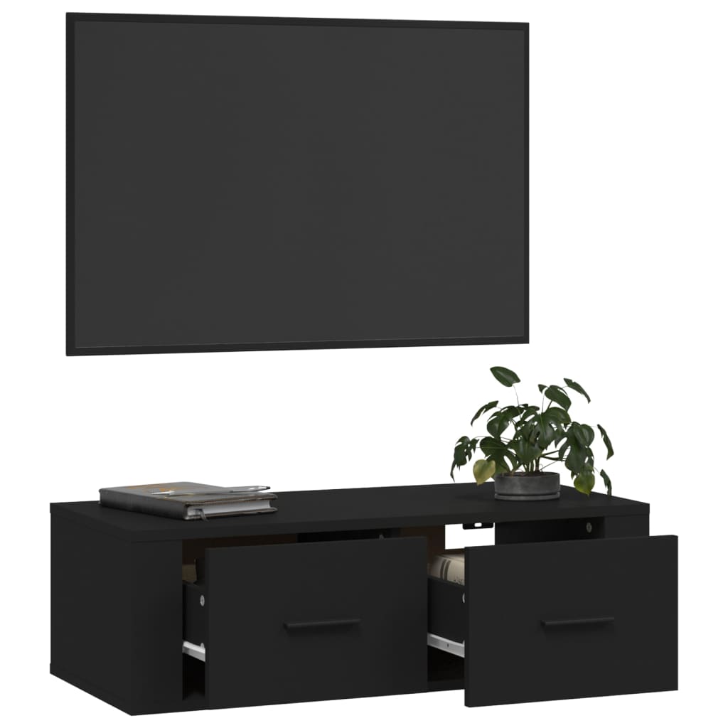 TV-Wandschrank Schwarz 80x36x25 cm Holzwerkstoff