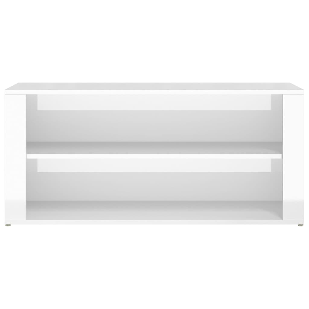 Schuhregal Hochglanz-Weiß 100x35x45 cm Holzwerkstoff