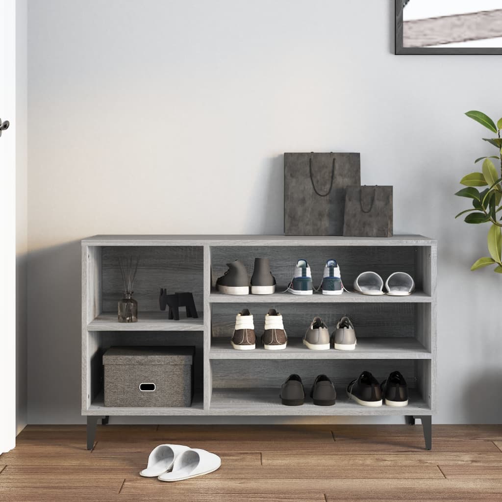 Schuhregal Grau Sonoma 102x36x60 cm Holzwerkstoff