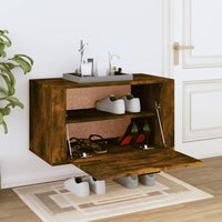 Thumbnail for Wand-Schuhschrank Räuchereiche 70x35x38 cm Massivholz Kiefer