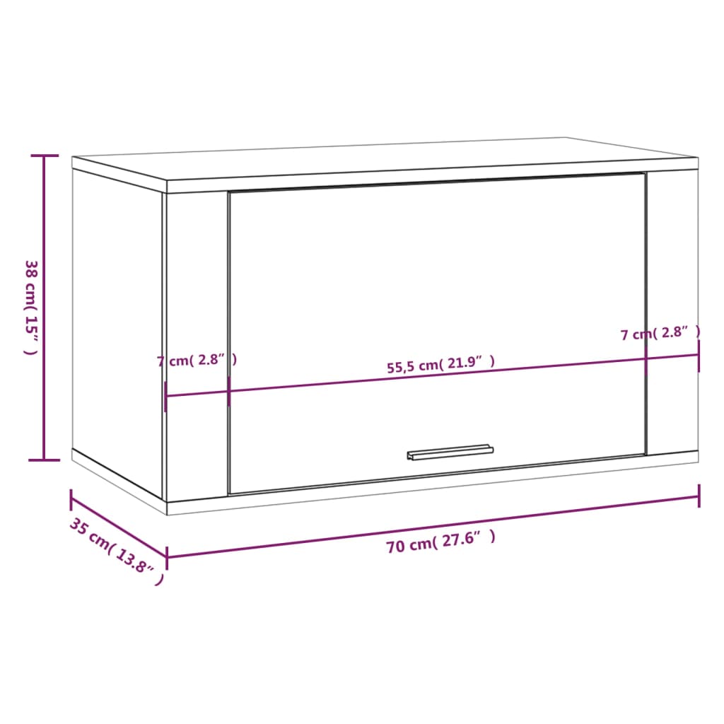 Wand-Schuhschrank Grau Sonoma 70x35x38 cm Massivholz Kiefer